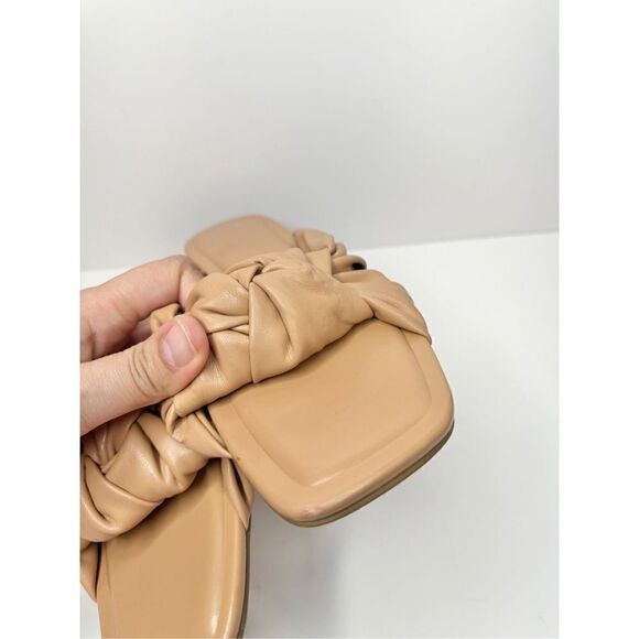 Marc Fisher Sandals Womens Size 8.5 Tan Square Open Toe Knot Detail - Picture 5 of 10